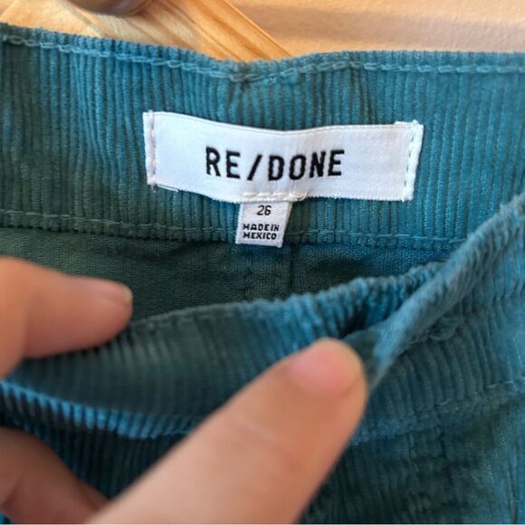 Re/Done Teal Corduroy High-Rise Straight Leg Pants size 26 - Picture 4 of 8